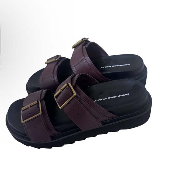 Princess Polly Brown Sandals with Gold Buckles - Picture 4 of 7